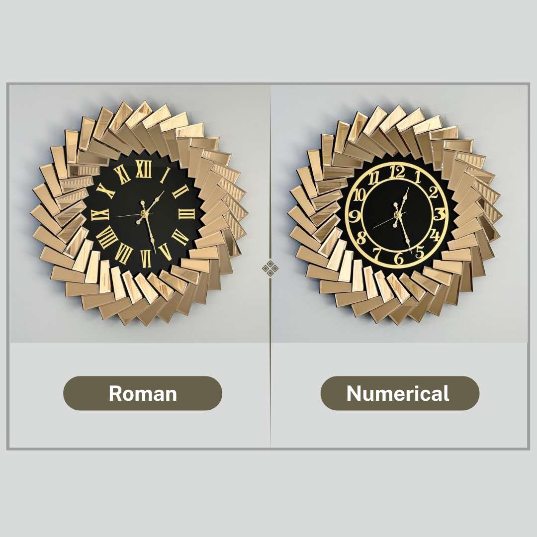 Up down Design Bronze Mirror Wall Clock thumbnail